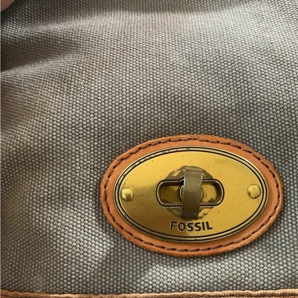 Fossil Canvas Leather Flap Closure Pocket Adjustable Strap Messenger Bag - Picture 6 of 12